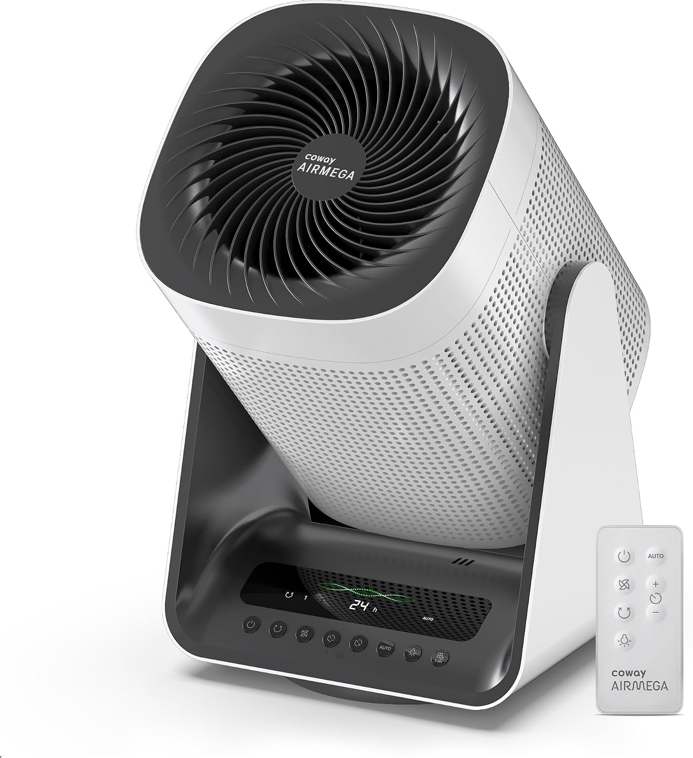 COWAY Air Purifier for Home Bedroom, 2-in-1 with Fan, Particulate Filter for Smoke, Allergies, Pet Dander, Odor, Air Quality Monitor, Auto Mode, Remote Control, Timer, 3-Year Warranty, Aim, White