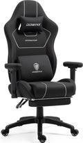 Dowinx Gaming Chair with Pocket Spring Cushion, Breathable Fabric Ergonomic Office Chair with Footrest & Massage Lumbar Support, Comfortable Reclining Chair for Long Hours Sitting, 350LBS, Black