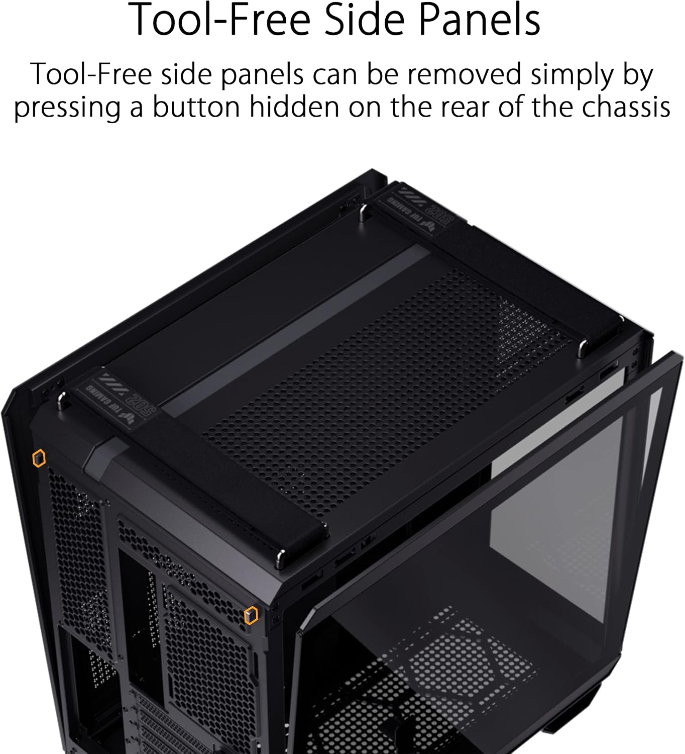 ASUS TUF Gaming GT502 ATX Full Tower PC Case, Tempered Glass, Tool-Free Side Panel, Modular Design, ARGB Hub, 2- Way Graphic Card Mounting Orientation Compatible, 360mm and 280mm Radiator Compatible