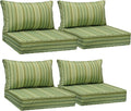 AAAAAcessories Outdoor Seat Cushions for Chairs, Fade-Resistant, Waterproof Patio Furniture Replacement Cushions, 24' x 24' x 5' + 24' x 13.5', Set of 4, Mossy Forest Stripe