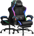 GTPLAYER RGB Gaming Chair with Speakers - LED Computer Game Chair for Adults, PC Home Office Chairs with Footrest & Lights, Reclining Desk Chairs, Dark Blue
