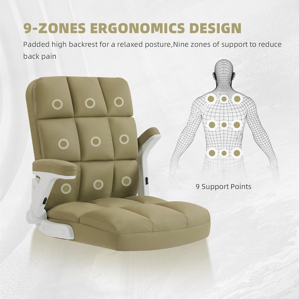 SEATZONE Home Office Chair Ergonomic Desk Executive Chair Computer Task Chair, Rolling Swivel Chair with Arms,Green