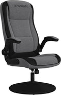 RESPAWN 800 Swivel Rocker Gaming Chair - Ergonomic Floor Gaming Seat with Lumbar Support, Flip Up Armrest, High Back, Pedestal Base, Comfortable No Wheels Console Video Game Rocker Chair - Gray Fabric