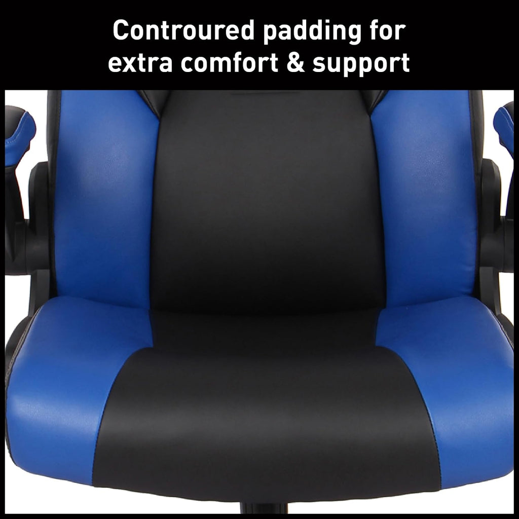 RS Gaming™ RGX Faux Leather High-Back Gaming Office Chair, Black/Blue, BIFMA Compliant