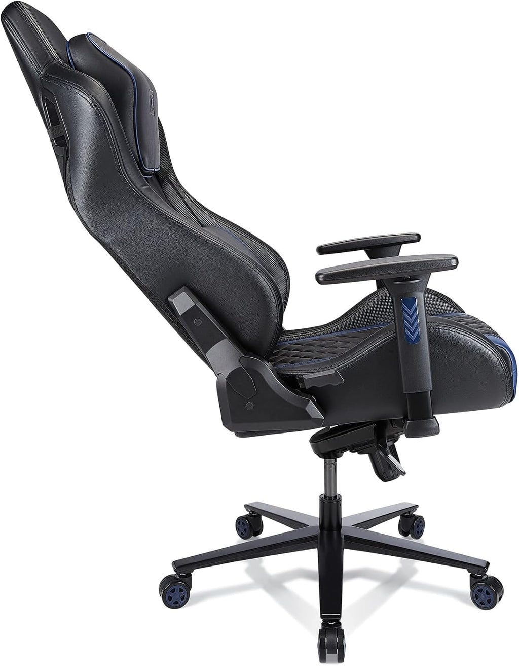 Realspace RS Gaming™ Davanti Vegan Leather High-Back Gaming Office Chair, Black/Blue, BIFMA Compliant
