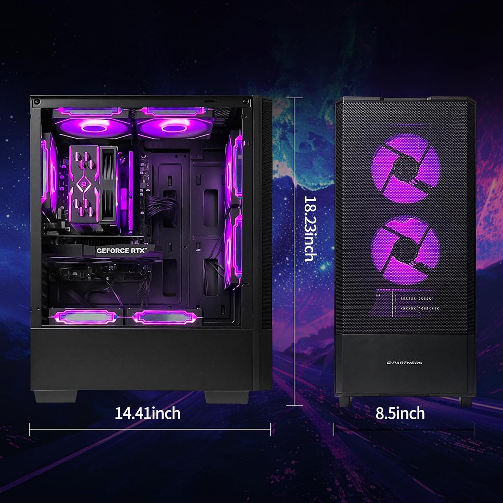 Prebuilt Gaming Desktop PC, AMD Ryzen 5 5500, GeForce RTX 3050 6GB, 16GB DDR4 3200MHz RAM, 1TB NVMe SSD, ARGB Air Cooling, Wi-Fi,Tower Computer for Gaming, Streaming, Editing