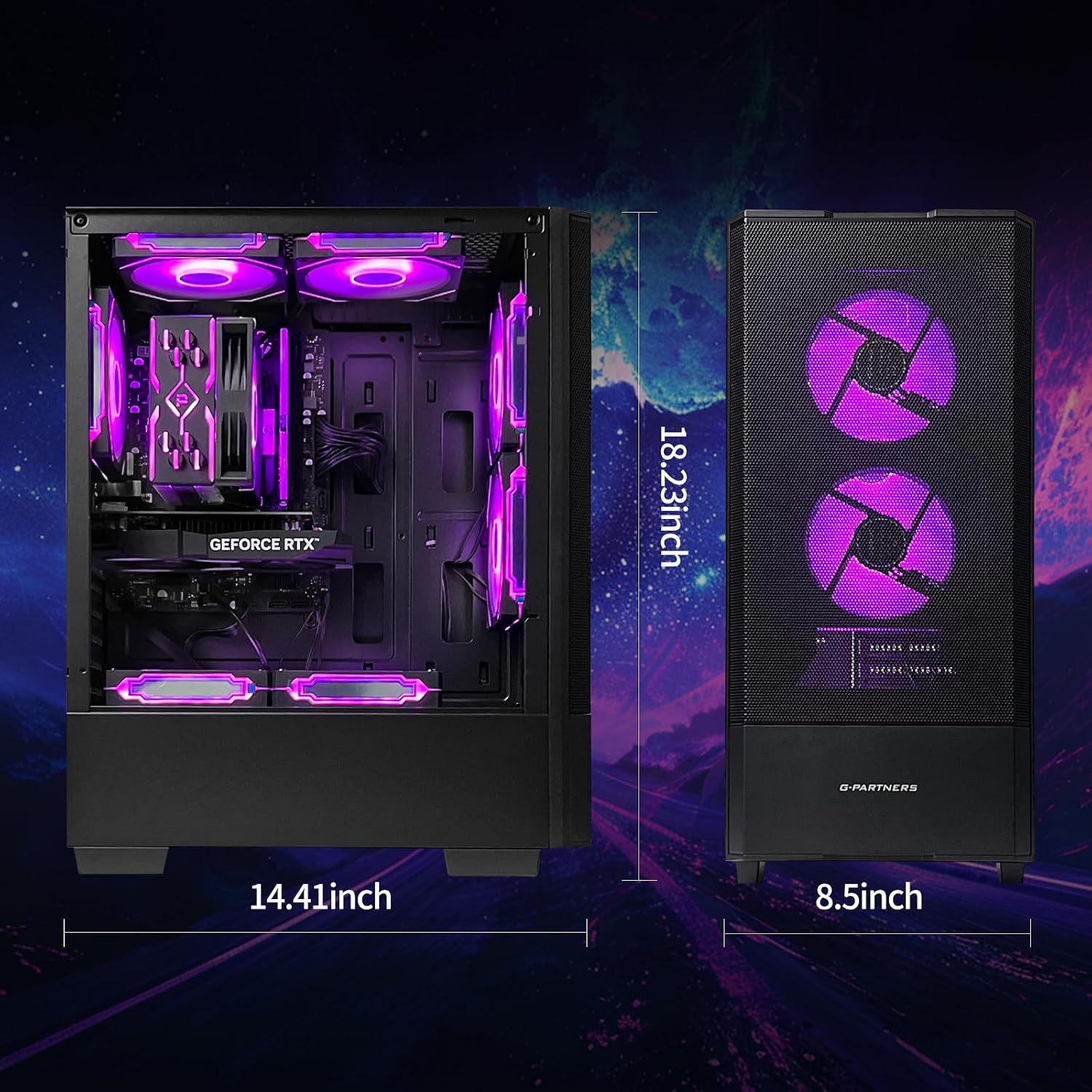 Prebuilt Gaming Desktop PC, AMD Ryzen 5 5500, GeForce RTX 3050 6GB, 16GB DDR4 3200MHz RAM, 1TB NVMe SSD, ARGB Air Cooling, Wi-Fi,Tower Computer for Gaming, Streaming, Editing