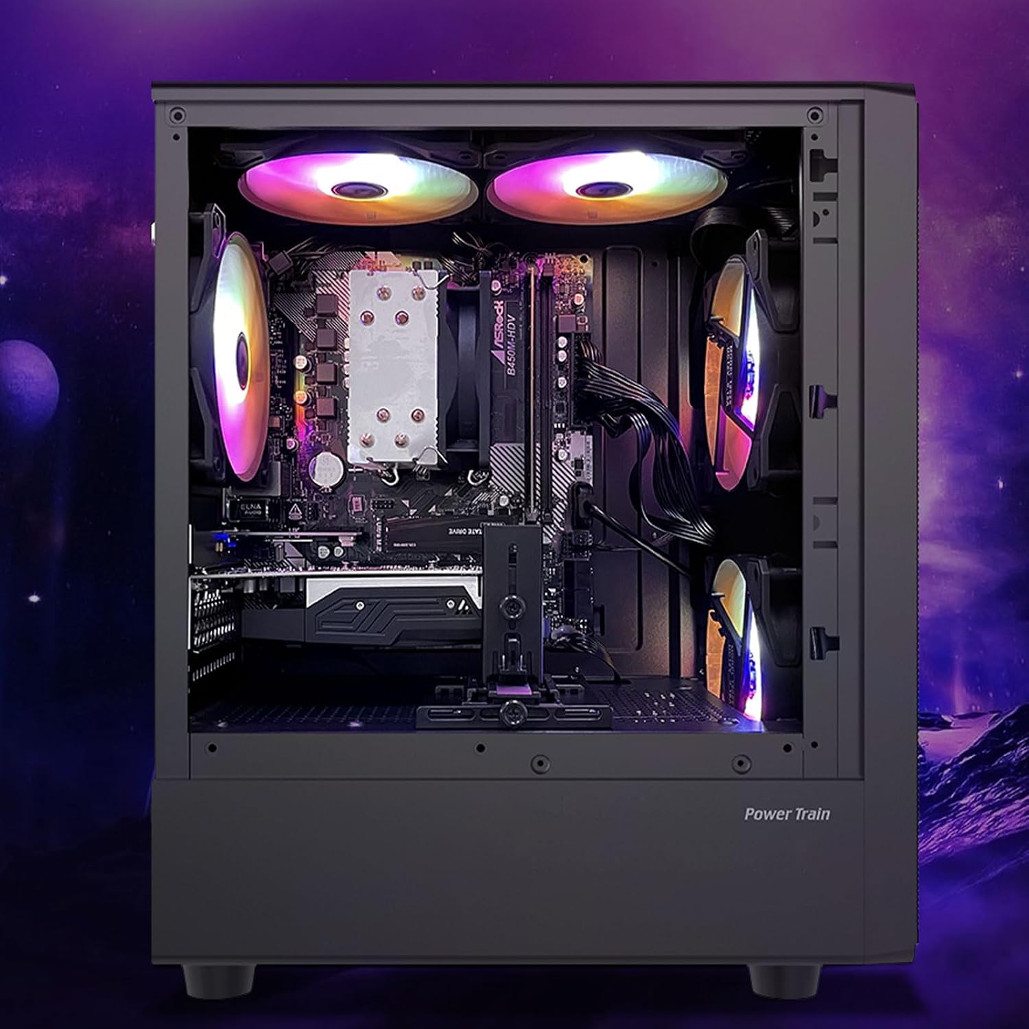 Gaming PC Computer Desktop, Ryzen 5 6-core up to 4.2GHz, RTX 2060 6G, 16GB DDR4, 512GB SSD, WiFi 6, RGB Fan x5, Prebuilt Windows 11 Home Tower Computers