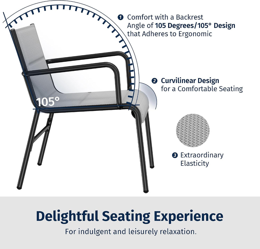 East Oak 4 Seats Outdoor Furniture Set, Waterproof Patio Furniture Set, Patio Loveseat with Coffee Table for Porch or Garden, 4-Piece Patio Conversation Sets for Balcony, Upgrade Grey