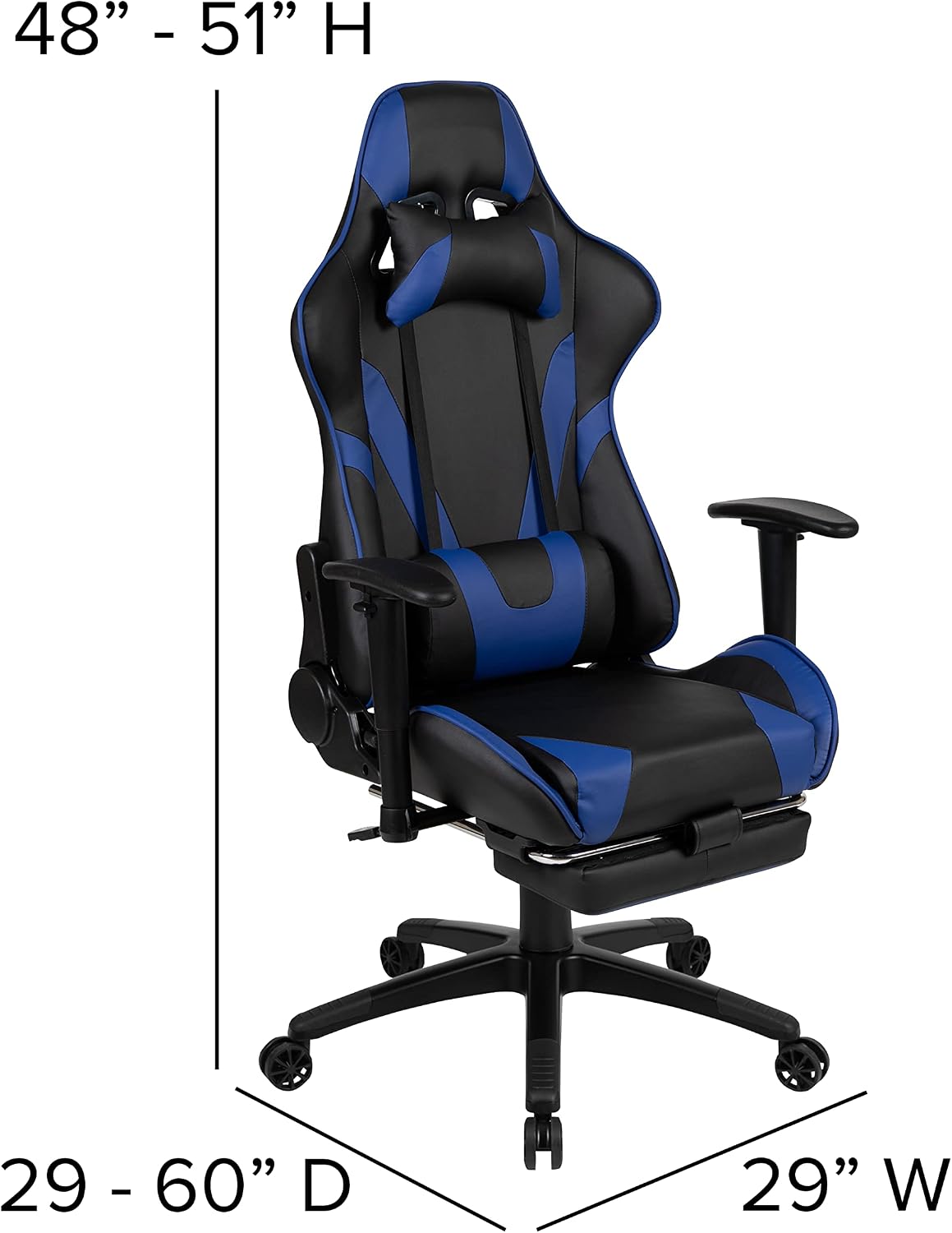 Flash Furniture Red Gaming Desk with Cup Holder/Headphone Hook & Blue Reclining Gaming Chair with Footrest