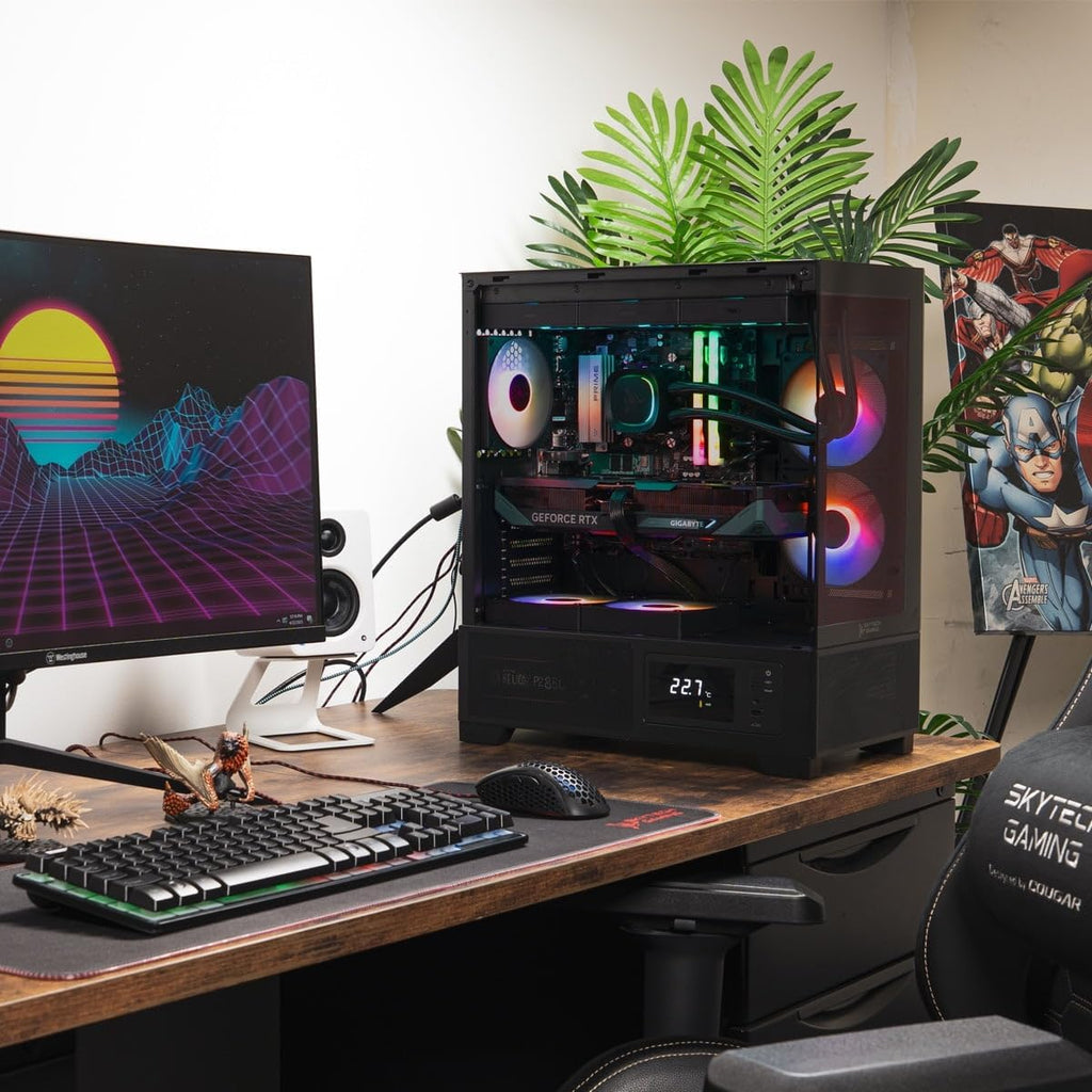 Skytech Gaming Azure 3 Plus Gaming PC, Intel i7 14700F 2.1GHz, NVIDIA RTX 5070 12GB, 2TB Gen4 NVMe SSD, 16GB DDR5 RAM 6000, 850W Gold ATX 3 PSU, 360 ARGB AIO, Wi-Fi, Win 11, Desktop