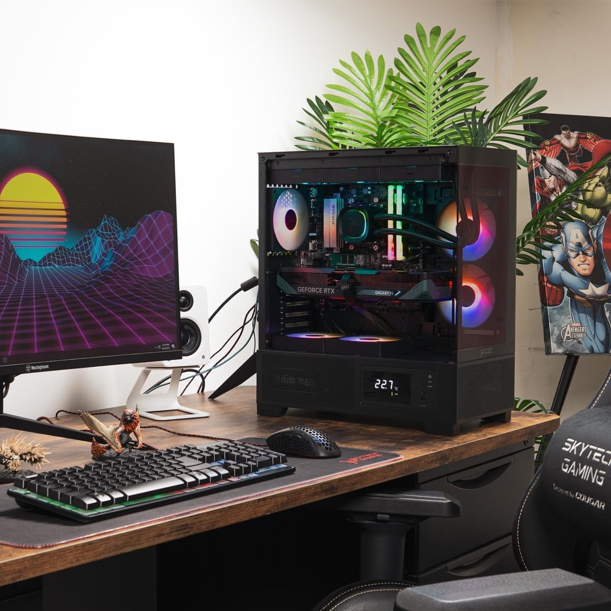 Skytech Gaming Azure 3 Plus Gaming PC, Intel i7 14700F 2.1GHz, NVIDIA RTX 5070 12GB, 2TB Gen4 NVMe SSD, 16GB DDR5 RAM 6000, 850W Gold ATX 3 PSU, 360 ARGB AIO, Wi-Fi, Win 11, Desktop