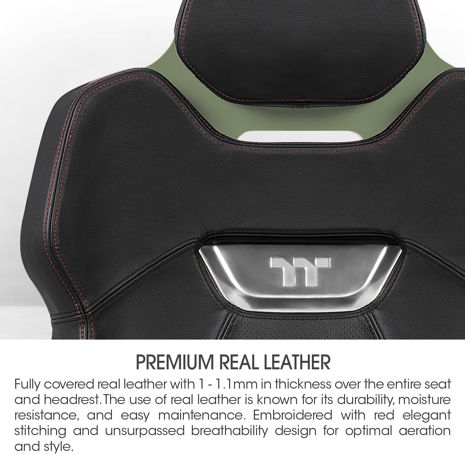 Thermaltake Argent E700 Real Leather Gaming Chair (Matcha Green) Design by Studio F. A. Porsche, GGC-ARG-BMLFDL-01