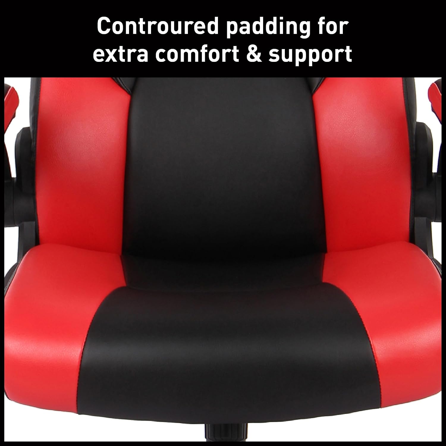 Realspace RS Gaming™ RGX Faux Leather High-Back Gaming Office Chair, Black/Red, BIFMA Compliant
