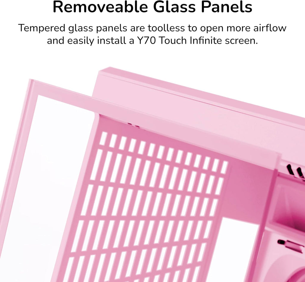 Hyte Y70 Mid-Tower ATX Gaming PC Desktop Case - Panoramic Tempered Glass - Dual Chamber - High Airflow Chassis - PCIE 4.0 Riser Cable Included - New Modern Aesthetic - Strawberry Milk (Pink)