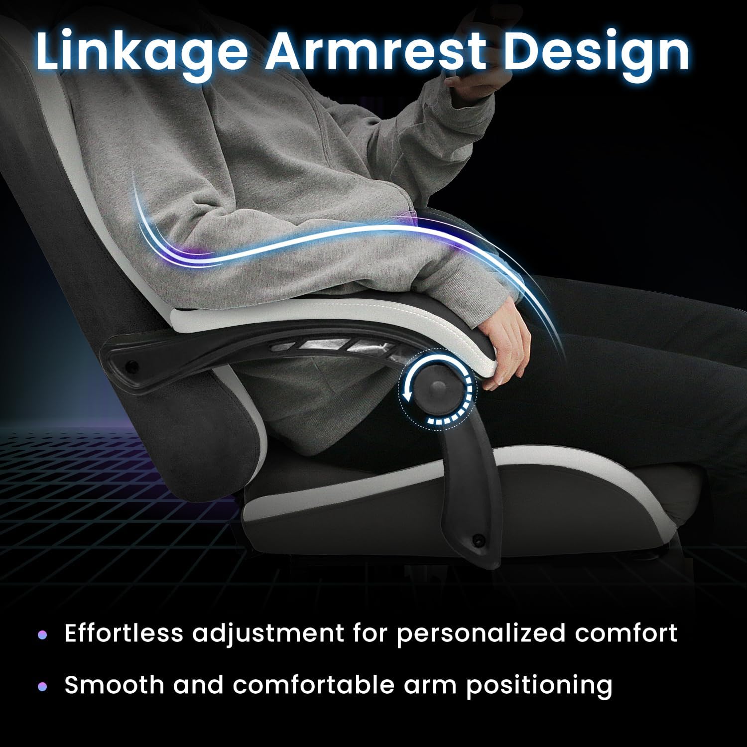 N-GEN GAMING Video Gaming Chair Office Computer Desk Use Ergonomic Reclining Backrest Adjustable Armrests Lumbar Support Footrest High Density Foam Breathable Fabric Heavy Duty Base (Black)