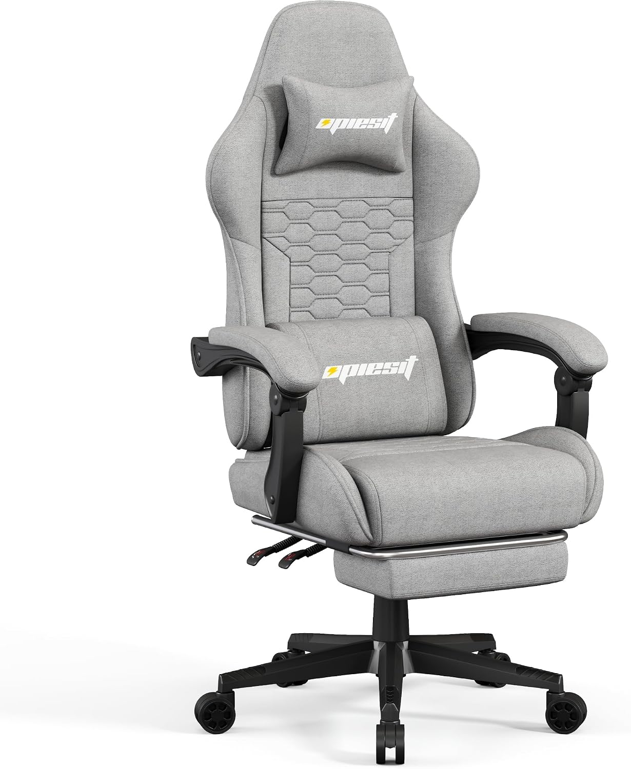 Opiesit Gaming Chair,Computer Chair with Pocket Spring Cushion,Ergonomic Office Chair with Footrest,Height Adjustable Video Gamer Chair with Lumbar Support for Adults (with Massage, Light Gray)
