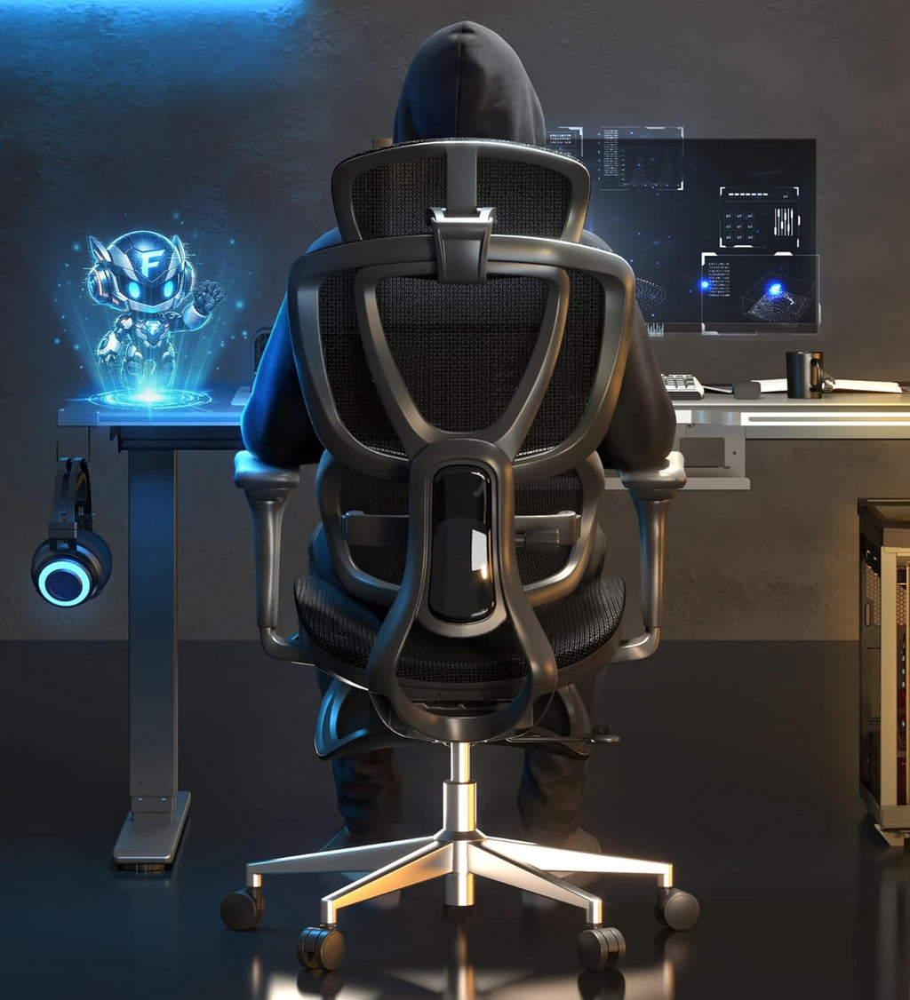 FLEXISPOT Sentinel Ergonomic Gaming Chair with Dual-Wing Adaptive Lumbar, 3D Armrests, 3-Position Recline up to 120°, Height-Adjustable Backrest, Premium Mesh Computer Desk Chair for Home & Office
