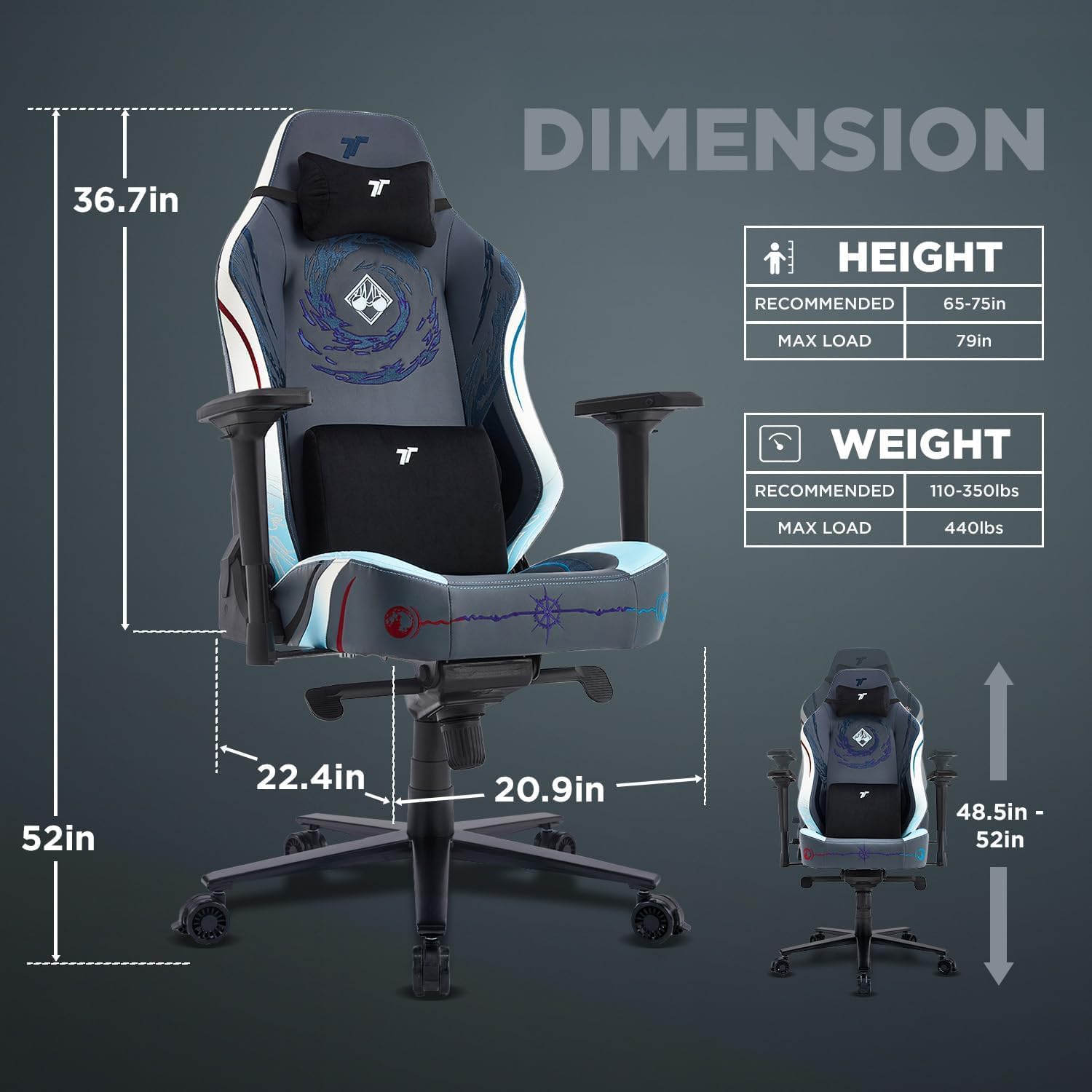 TTRACING Guardian Jujutsu Kaisen Gojo Gaming Chair, Office Chair High Back Computer Chair Leather Desk Chair Racing Executive Ergonomic Adjustable Swivel Task Chair with Headrest and Lumbar Support
