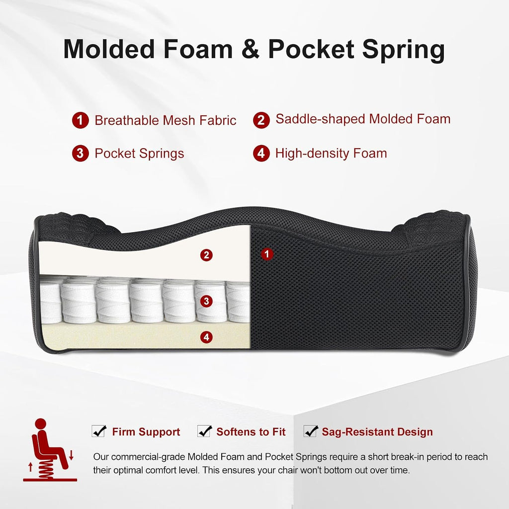 EXCEBET Big and Tall Office Chair 400lbs Wide Seat, Leather High Back Executive Office Chair with Lumbar Support, Ergonomic Chairs Padded Armrests & Thick Cushion (Mesh Dark Black)