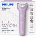 Philips Epilator Series 9000 - Cordless Wet and Dry Electric Epilator, Hair Removal for Legs, Body and Bikini, with ProGuide, 9 Accessories Including Pedicure Head, 60 min. Runtime, Model BRE728/00