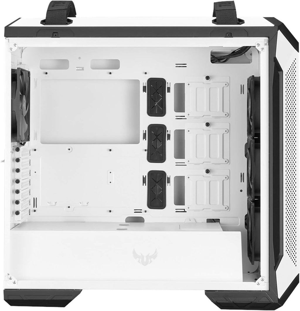 ASUS TUF Gaming GT501 White Edition Mid-Tower Gaming Case, EATX Support, Pre-Installed Four Fans, 2 x USB 3.1 Front Panel, Smoked Tempered Glass, Steel Construction