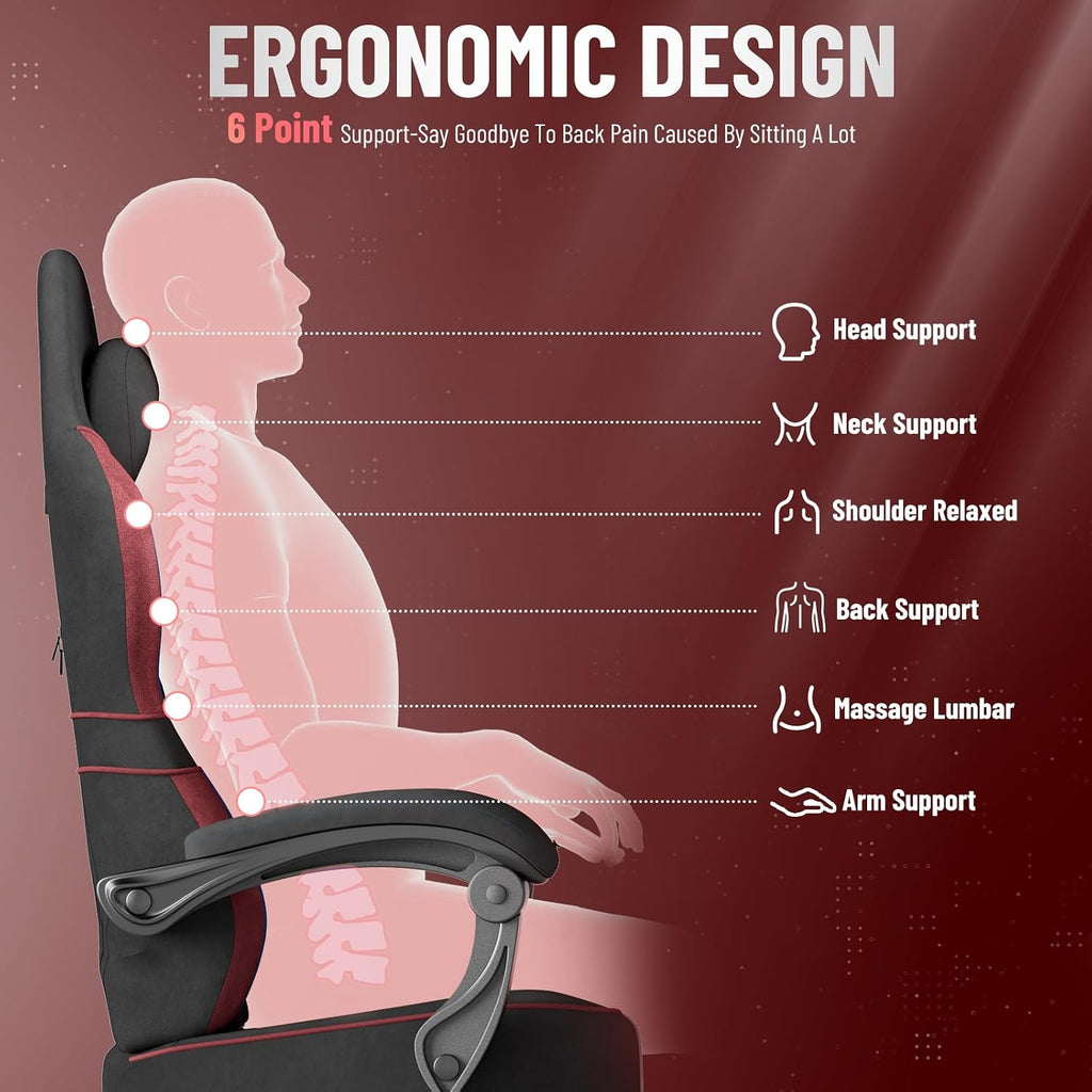 Soontrans Velvet Fabric Gaming Chair, High Back Comfortable Video Game Chair with Footrest and Massage Lumbar Cushion, Racing Office Computer Desk Chair,Ergonomic Gamer Chair for Adult