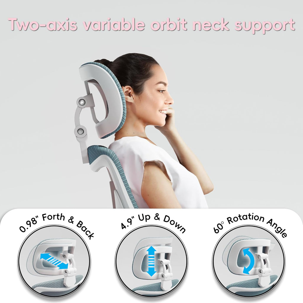 Ergalithic Office Home Ergonomic Desk Chair-Computer X-Shaped Chair Mesh PU Leather with Adjustable Lumbar Support-Executive Chair High Back with Headrest Flip-Up Arms for Long Hours (Sky Blue)