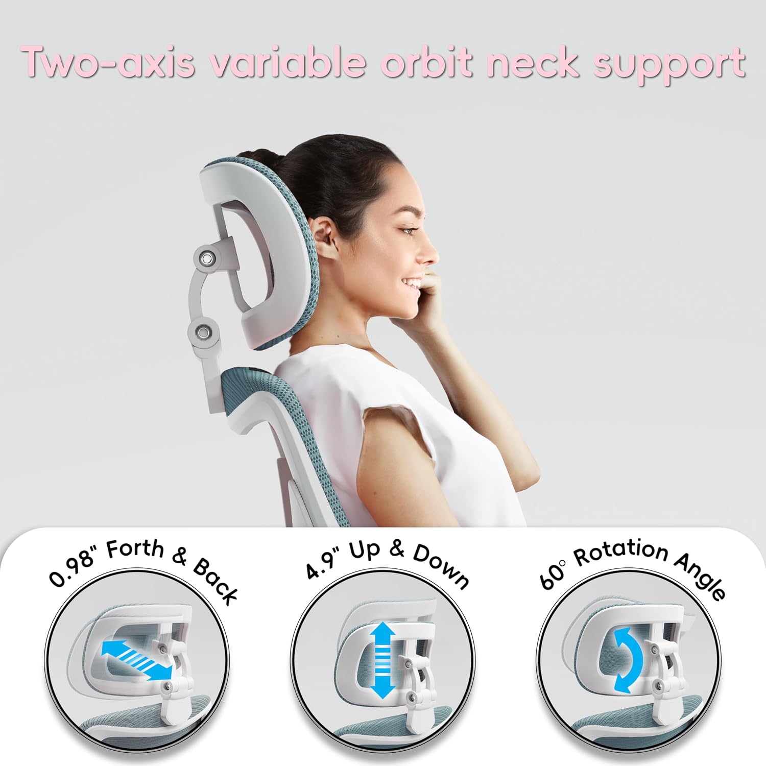 Ergalithic Office Home Ergonomic Desk Chair-Computer X-Shaped Chair Mesh PU Leather with Adjustable Lumbar Support-Executive Chair High Back with Headrest Flip-Up Arms for Long Hours (Sky Blue)