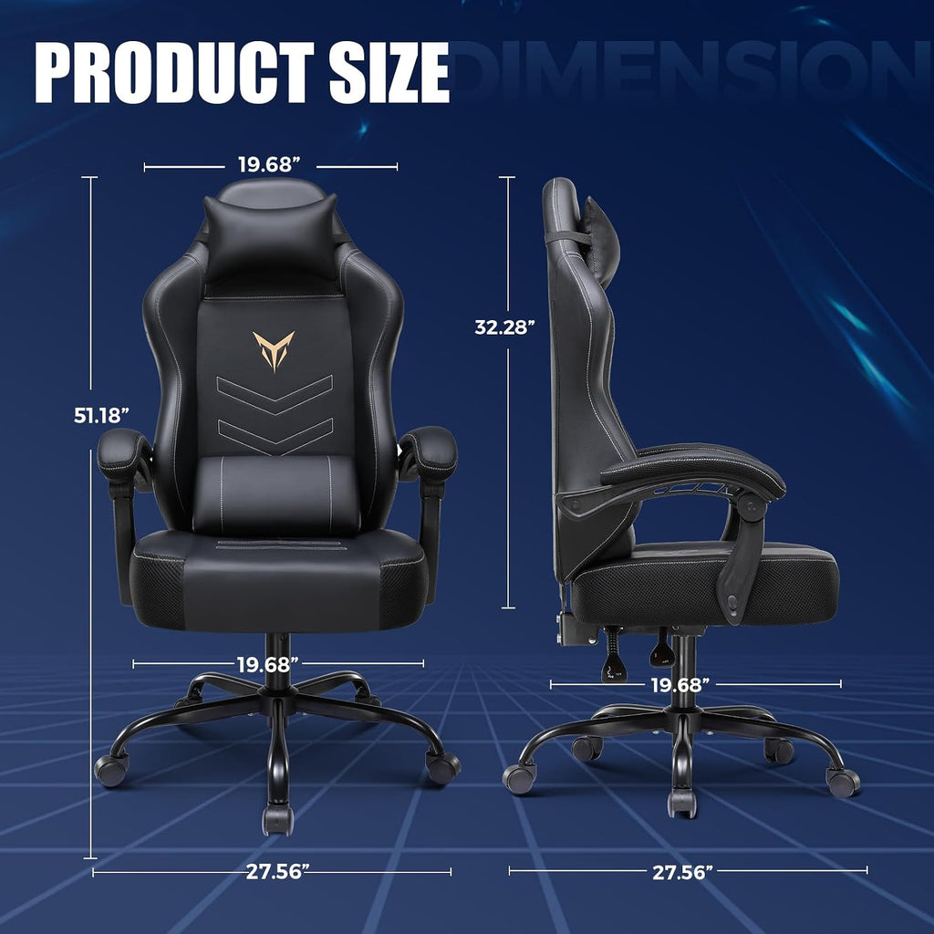 GTPLAYER Gaming Chair, Recliner Chair with Headrest & Lumbar Support, Linkage Armrest,Ergonomic Gaming Chair, High Back Office Home, Black