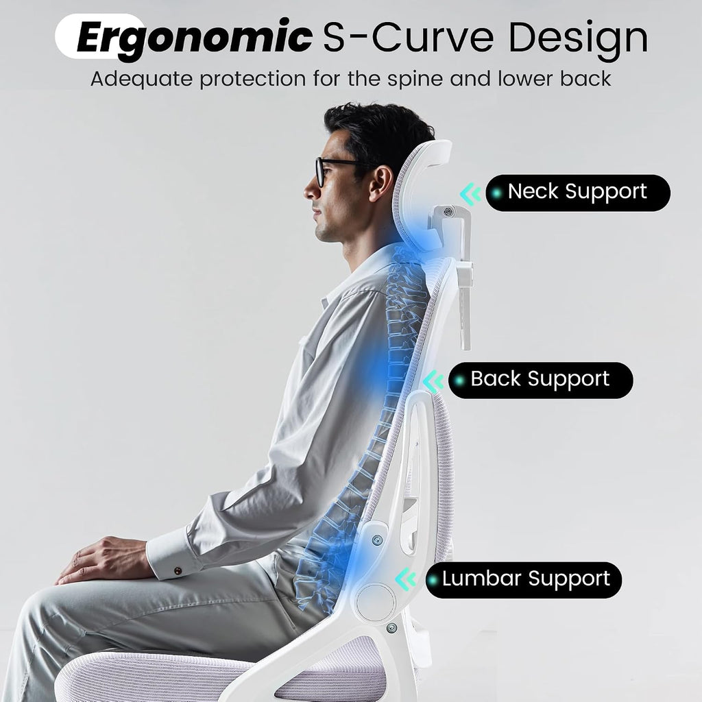 Fizzin Ergonomic Office Chair, 400 LBS Desk Chair with Adjustable Lumbar Support, High Back Breathable Mesh Computer Chair Rolling Work Swivel Task Chairs, Comfy Home Office Desk Chair (Lavender)