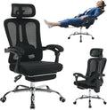 GarveeHome High Back Ergonomic Office Chair with Mesh Back, Retractable Footrest, Adjustable Headrest & Lumbar Support – Wide Computer Desk Chair with Wheels for Home Office or Bedroom, Black