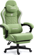Big and Tall Gaming Chair Fabric with Pocket Spring Cushion, High Back Heavy Duty Gaming Chairs for Adults with Massage Lumbar, Ergonomic Computer Chair with Footrest 400LBS Fabric Green