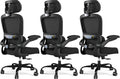 TRALT Office Chair Ergonomic Desk Chair, 330 LBS Home Mesh Office Desk Chairs with Wheels, Comfortable Gaming Chairs Black, Pack of 3