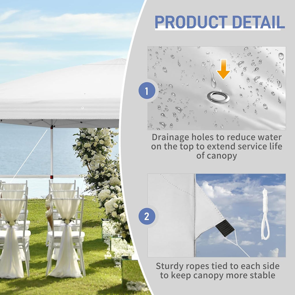 VINGLI 10x20 Pop Up Canopy with Sidewalls Carry Bag Easy Up Canopy Tent with Nettings, Screened in Gazebo for Camping Screened Canopy (White, 10x20)