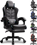 GTPLAYER Gaming Chair with Footrest, Computer Gaming Chair for Adults and Kids, Height Adjustable Gamer Chair with 90-155° Recline & Removable Headrest Lumbar Support,Colorful Black
