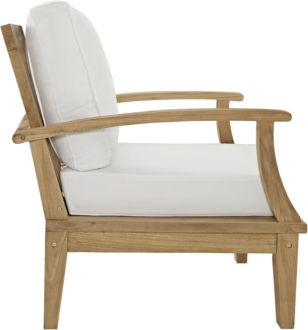 Modway 3-Piece Marina Outdoor Patio Teak Sofa Set, Natural White