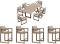 PURPLE LEAF Outdoor Dining Set for 6 Aluminum Luxury Patio Furniture Table and Chairs Set with 4 Pcs Outdoor Counter Height Stools for Backyard Porch Deck, Khaki