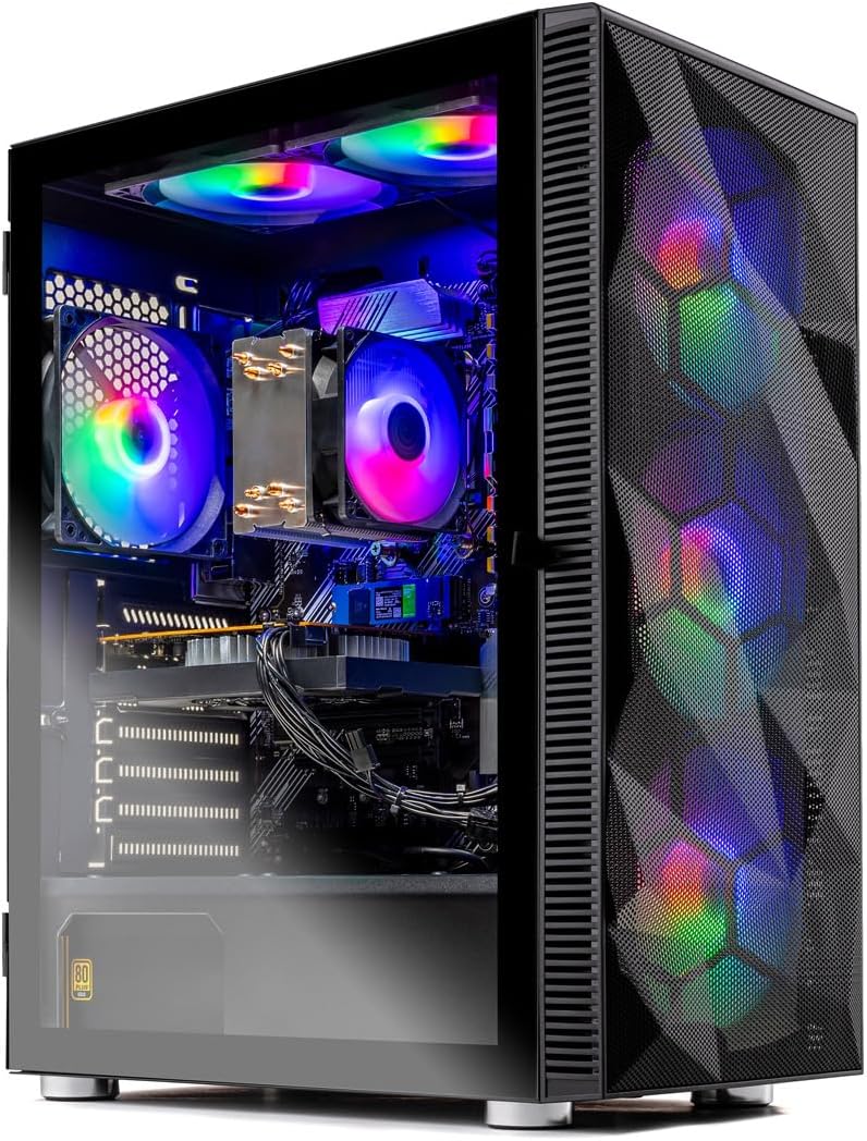 Skytech Gaming Storm Desktop PC, Ryzen 5 5500 3.6 GHz (4.2GHz), NVIDIA RTX 5060, 1TB NVMe SSD, 16GB DDR4 RAM 3200, 650W Gold PSU, Wi-Fi, Win 11