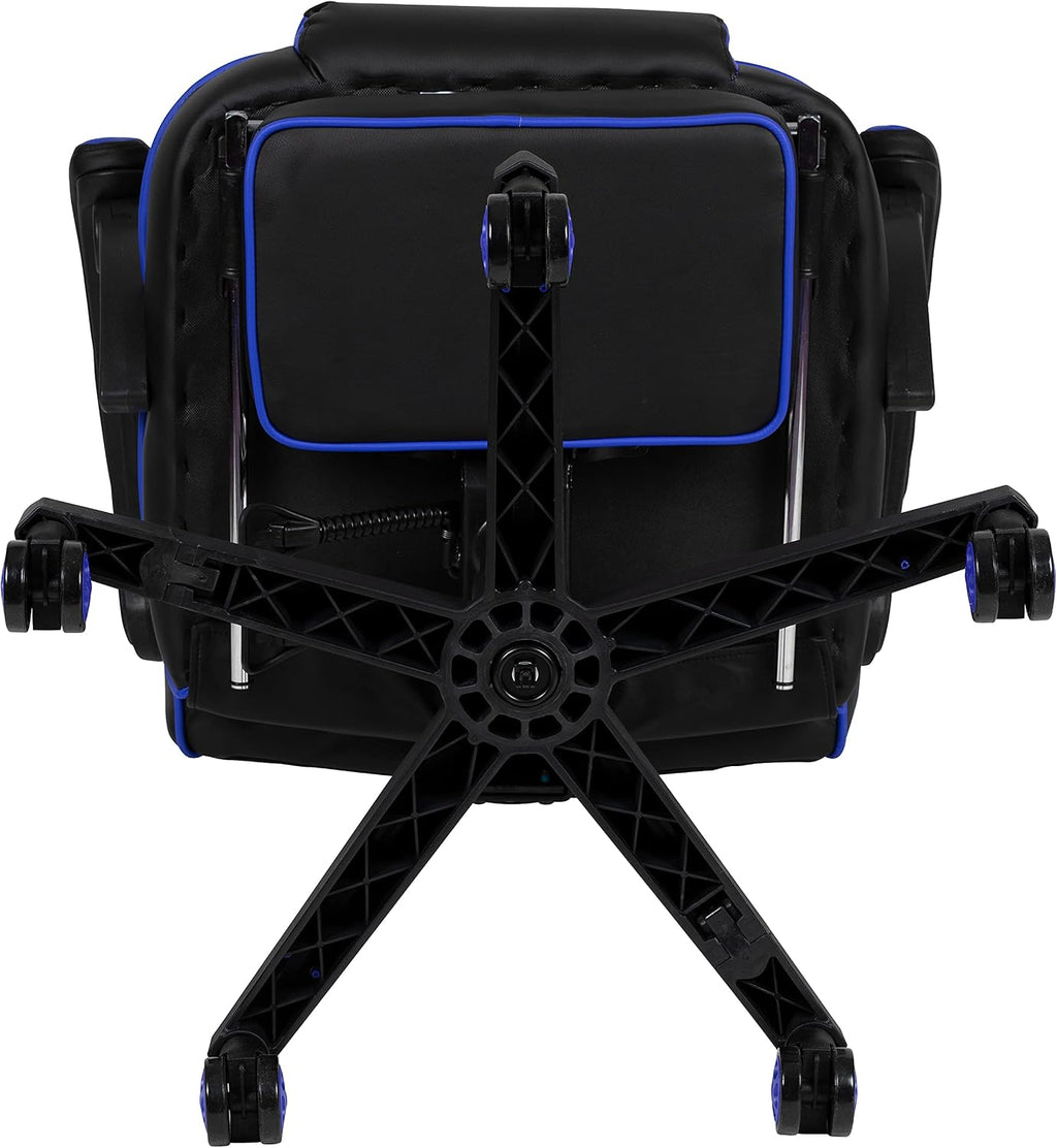 Flash Furniture X40 Gaming Chair Racing Ergonomic Computer Chair with Fully Reclining Back/Arms, Slide-Out Footrest, Massaging Lumbar - Black/Blue