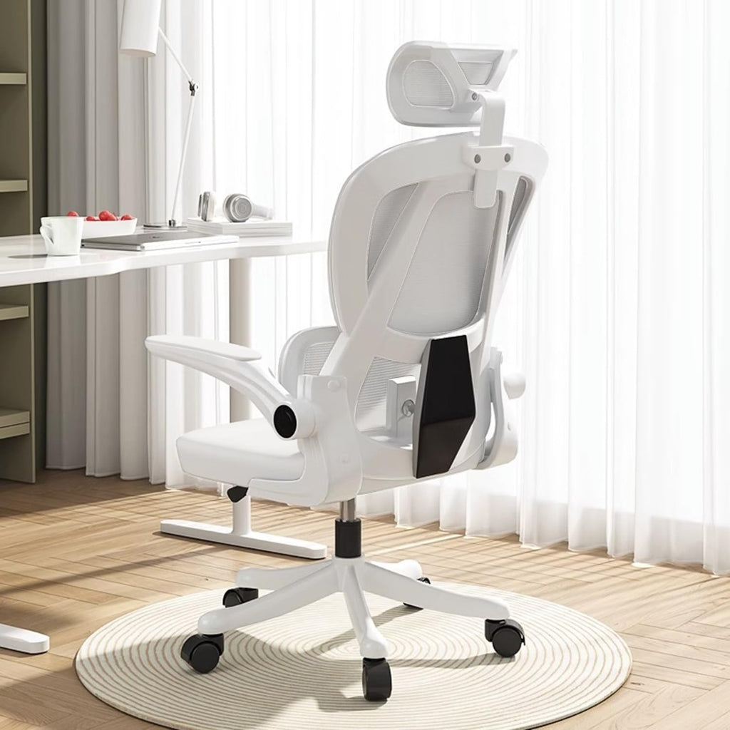 Office Chair Mesh Desk Chair, Ergonomic High-Back Rolling Gaming Work Chairs with Wheels and Adjustable Headrests,Comfortable Flip-up Arms for Home,Bedroom,Study Gaming