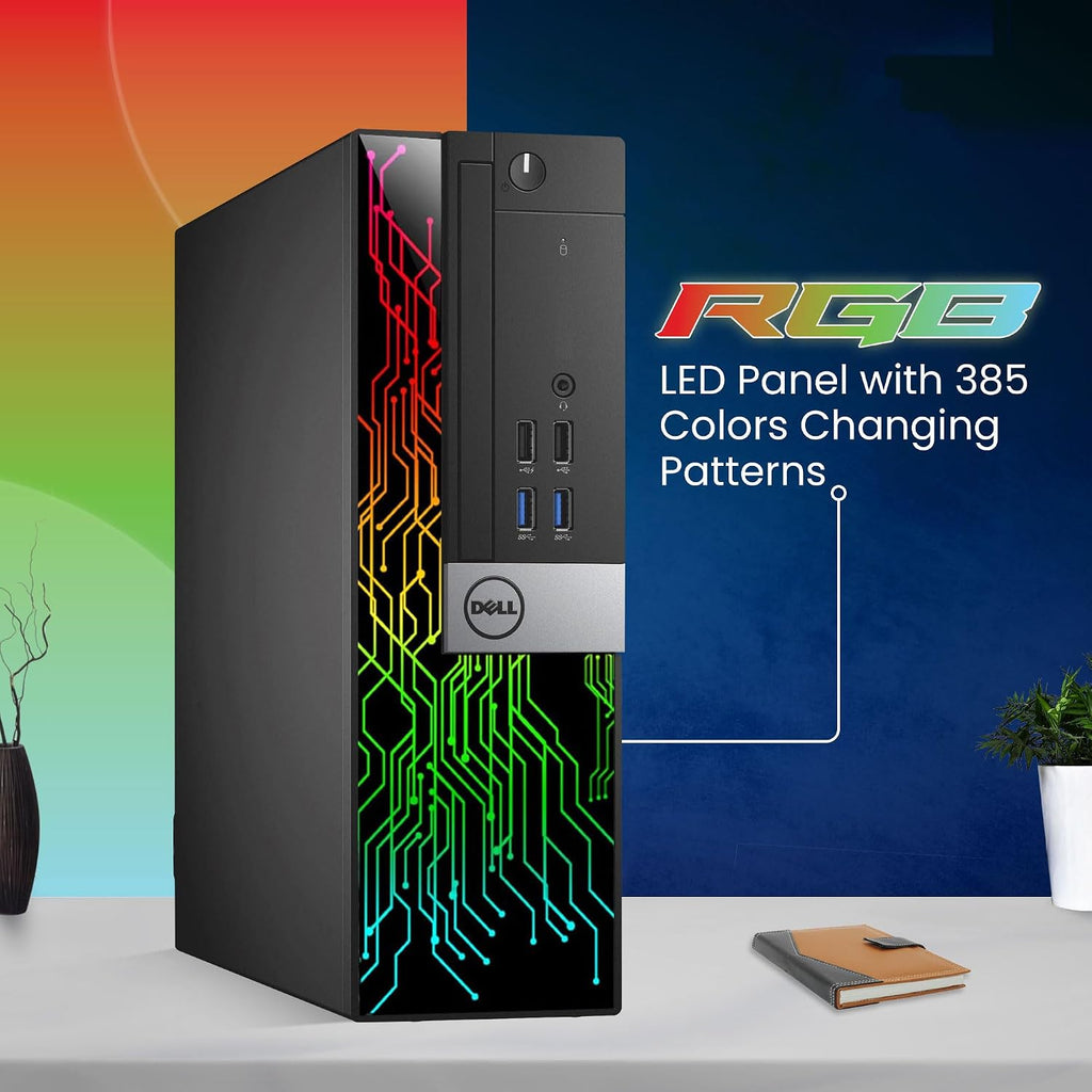 Dell RGB Gaming Desktop Computer PC - Intel Core i7-6th Gen - 16GB DDR4 RAM - 512GB SSD - New 24' Monitor - GeForce GTX 1050 Ti - RGB Keyboard & Mouse - RGB Sound Bar - WiFi - Windows 11 Pro (Renewed)