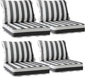 AAAAAcessories Outdoor Deep Seat Cushions, Waterproof, Fade-Resistant Patio Furniture Replacement Cushions, 24' x 24' x 5', Set of 4, Gray Cabana Stripe