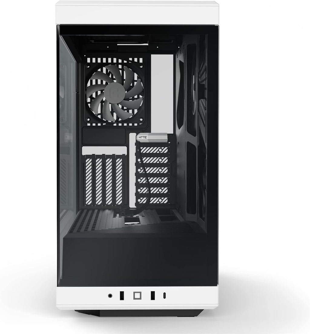 Hyte Y40 Modern Aesthetic Panoramic Tempered Glass Mid-Tower ATX Computer Gaming Case with PCIE 4.0 Riser Cable Included, White (CS-HYTE-Y40-BW)