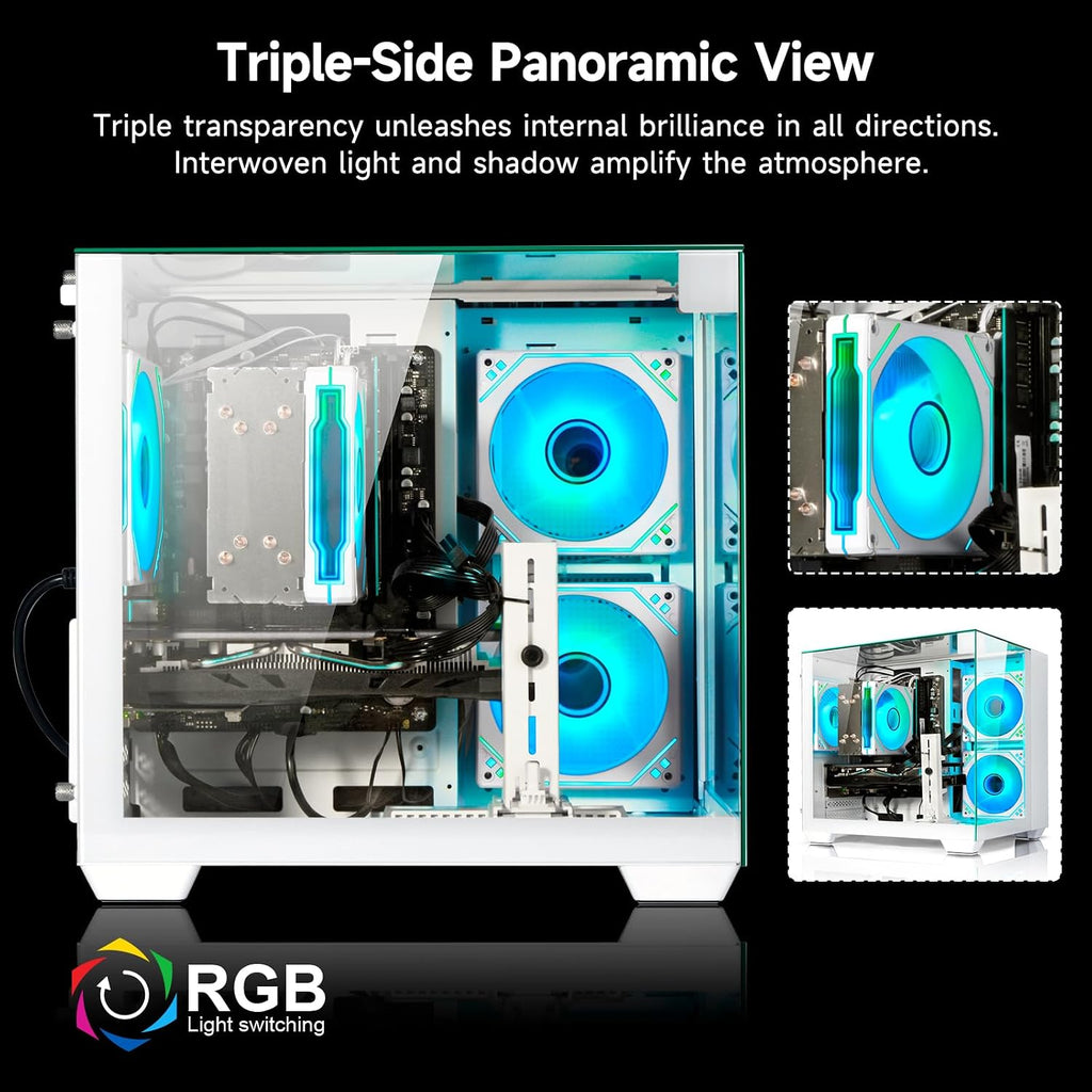 Gaming PC Desktop Computer - Ryzen 5 5600, Radeon RX 6500XT 4GB, 16GB DDR4 RAM, 512G NVME 3.0 SSD, WiFi 6 (White)