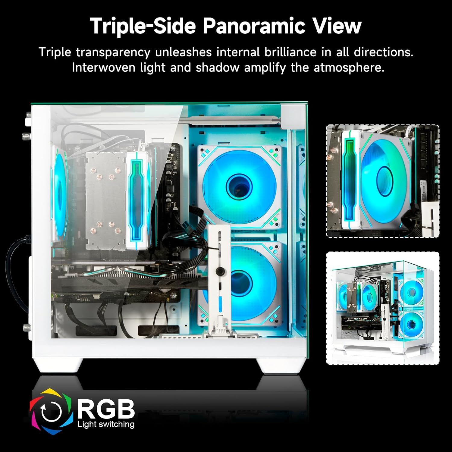 Gaming PC Desktop Computer - Ryzen 5 5600, Radeon RX 6500XT 4GB, 16GB DDR4 RAM, 512G NVME 3.0 SSD, WiFi 6 (White)
