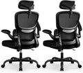 BESTFAIR High Back Ergonomic Office Chair, Breathable Mesh Desk Chair with Lumbar Support, Adjustable Headrest, Flip-up Armrests, Computer Gaming Chair