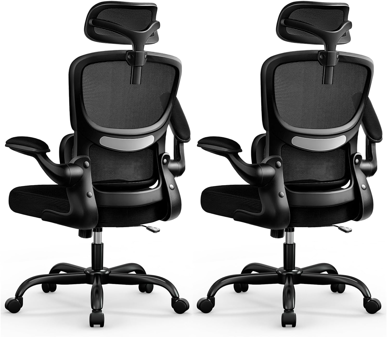 BESTFAIR High Back Ergonomic Office Chair, Breathable Mesh Desk Chair with Lumbar Support, Adjustable Headrest, Flip-up Armrests, Computer Gaming Chair
