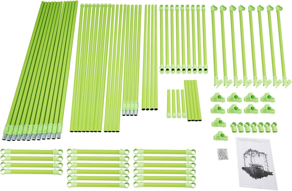118'' L x 78.5'' W x 90.5'' H Large Outdoor Garden Arch Trellis for Climbing Plants, Grape Arbor Rack Pergola Plastic-Coated Steel Cane Frame for Courtyard and Garden Decoration of Pavilions (Green)
