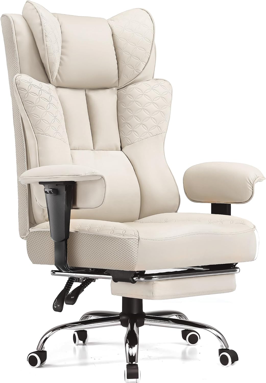 GTPLAYER Big and Tall Office Chair, Wide Ergonomic Gaming Chair with Deluxe Embossing Designed Leather with Foot Rest,150°Reclining Adjustable Soft Armrests Pocket Spring Back Support and Pillow